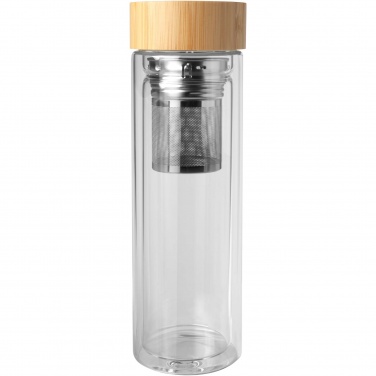 Logotrade Geschäftsgeschenke das Foto: Bailey 400 ml Flasche aus Borosilikatglas mit Infuser und Bambusdeckel