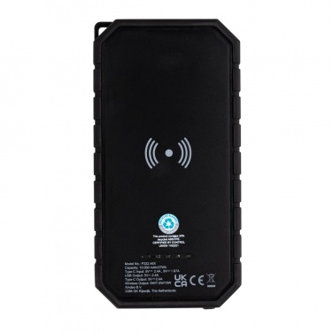 Logotrade Werbegeschenke das Foto: 10.000 mAh Solar-Powerbank mit 10W Wireless aus RCS Plastik