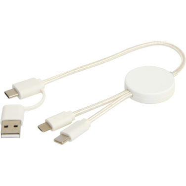 Logotrade Firmengeschenke das Foto: Citala 30 cm 5-in-1 Kabel aus recyceltem Kunststoff für Datenübertragung und 27W Schnellladung