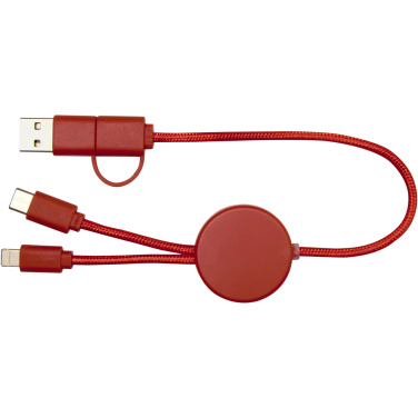 Logotrade Werbeartikel das Foto: Citala 30 cm 5-in-1 Kabel aus recyceltem Kunststoff für Datenübertragung und 27W Schnellladung
