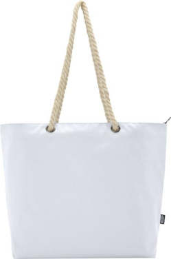 Logotrade Geschäftsgeschenke das Foto: Panama Strandkühltasche mit Kordelgriffen aus recyceltem GRS-Material