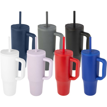 Logotrade Firmengeschenke das Foto: Brady 900 ml RCS-zertifizierter Isolierbecher mit Silikon Trinkhalm