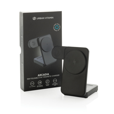 Logotrade Logogeschenke das Foto: Urban Vitamin Arcadia 15W 3in1 Magnet-Charger aus RCS rABS