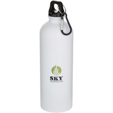 Logotrade Geschäftsgeschenke das Foto: Oregon 750 ml matte RCS-zertifizierte, einwandige Trinkflasche aus recyceltem Edelstahl mit Karabinerhaken