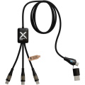 SCX.design C51 60W 5 in 1 Schnellladekabel aus rPET mit Display, Tiefschwarz