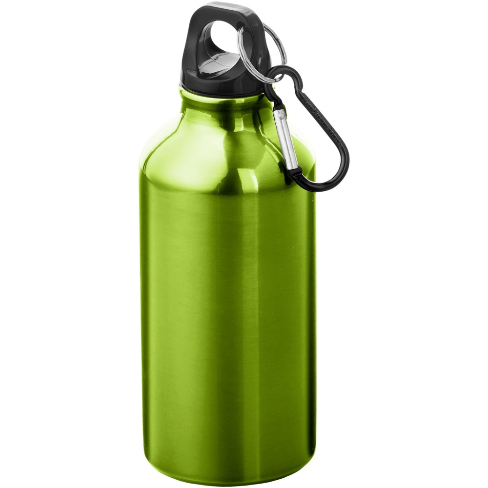 Logo trade advertising products image of: Oregon 400 ml aluminium water bottle with carabiner