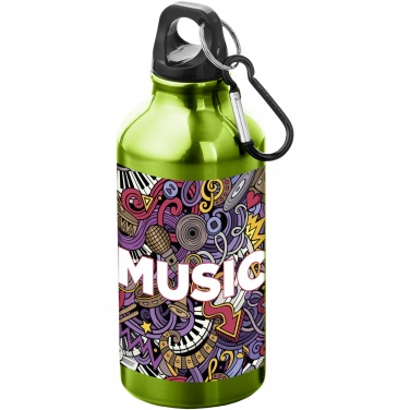 Logo trade promotional gifts image of: Oregon 400 ml aluminium water bottle with carabiner