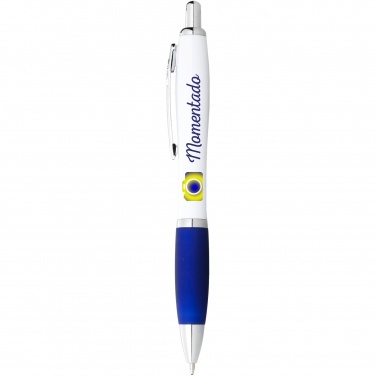 Logo trade promotional gift photo of: Nash ballpoint pen white barrel and coloured grip