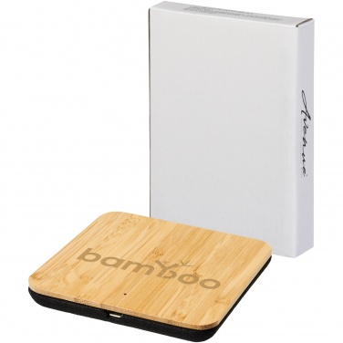 Logotrade promotional giveaway image of: Leaf 5W bamboo and fabric wireless charging pad