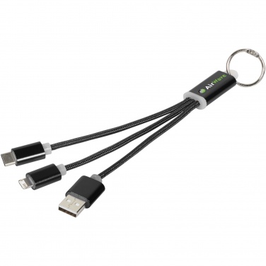 Logo trade promotional items image of: Metal 3-in-1 charging cable with keychain