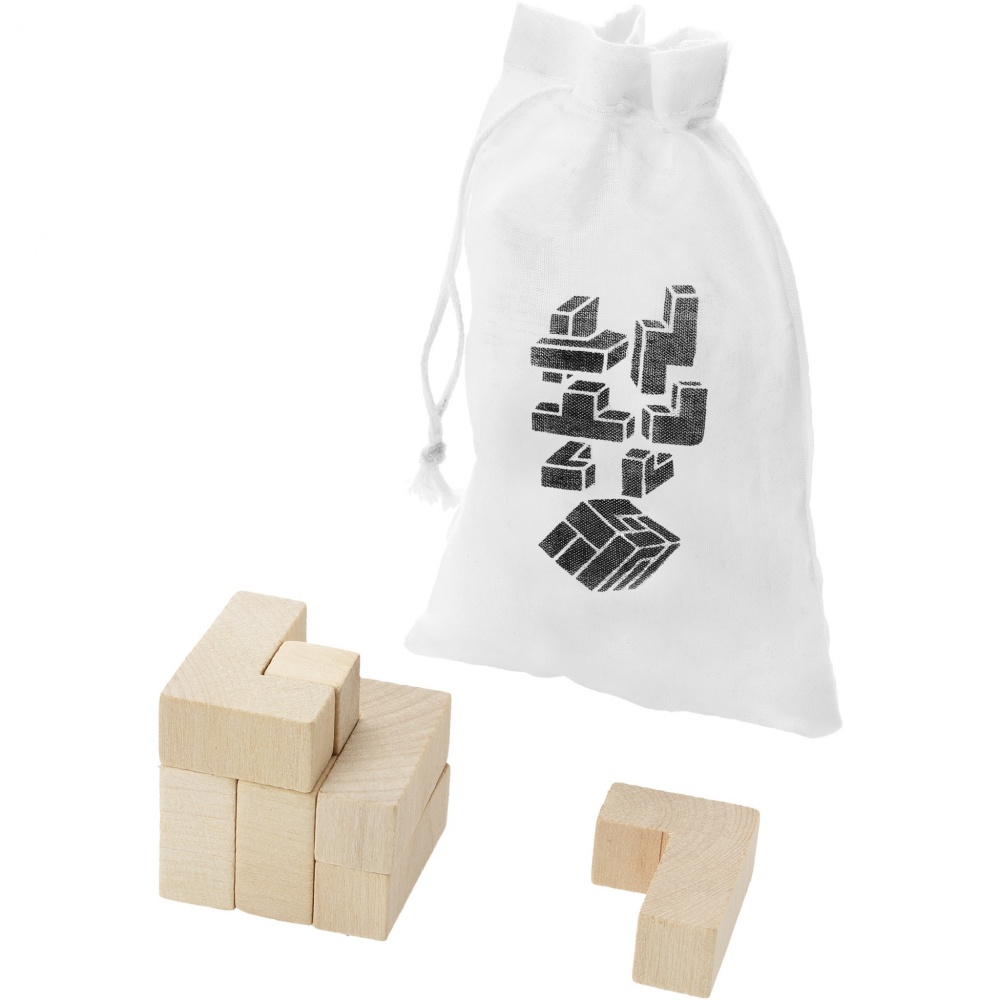 Logotrade advertising products photo of: Solfee wooden squares brain teaser with pouch