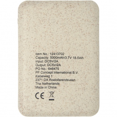 Logo trade promotional product photo of: Asama 5000 mAh wheat straw power bank