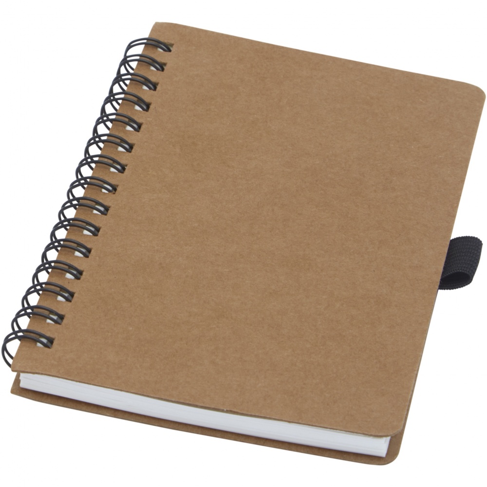 Logo trade promotional gifts image of: Cobble A6 wire-o recycled cardboard notebook with stone paper