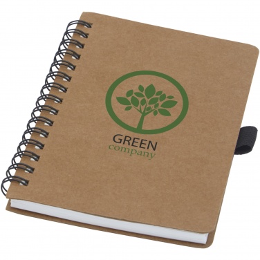 Logo trade promotional product photo of: Cobble A6 wire-o recycled cardboard notebook with stone paper