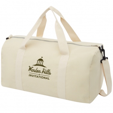 Logo trade advertising product photo of: Pheebs 450 g/m² recycled cotton and polyester duffel bag 24L