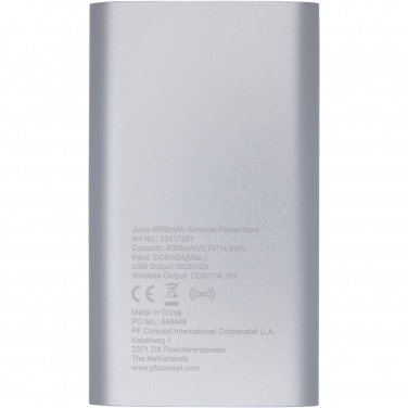 Logo trade promotional giveaways picture of: Juice 4000mAh wireless power bank 
