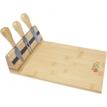 Logo trade promotional giveaways image of: Mancheg bamboo magnetic cheese board and tools