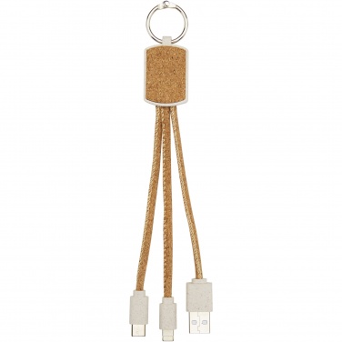 Logo trade promotional giveaways picture of: Bates wheat straw and cork 3-in-1 charging cable