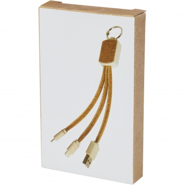Logo trade promotional merchandise photo of: Bates wheat straw and cork 3-in-1 charging cable