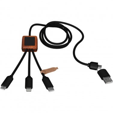 Logotrade promotional gifts photo of: SCX.design C38 5-in-1 rPET light-up logo charging cable with squared wooden casing