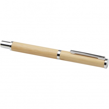 Logo trade promotional giveaway photo of: Apolys bamboo ballpoint and rollerball pen gift set 