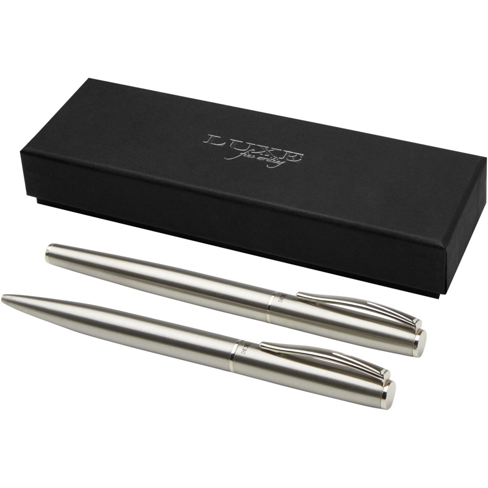 Logo trade advertising products picture of: Didimis recycled stainless steel ballpoint and rollerball pen set