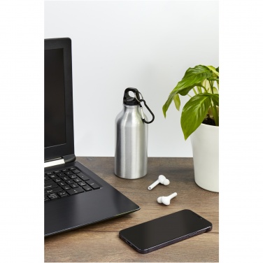 Logotrade promotional giveaway picture of: Oregon 400 ml RCS certified recycled aluminium water bottle with carabiner