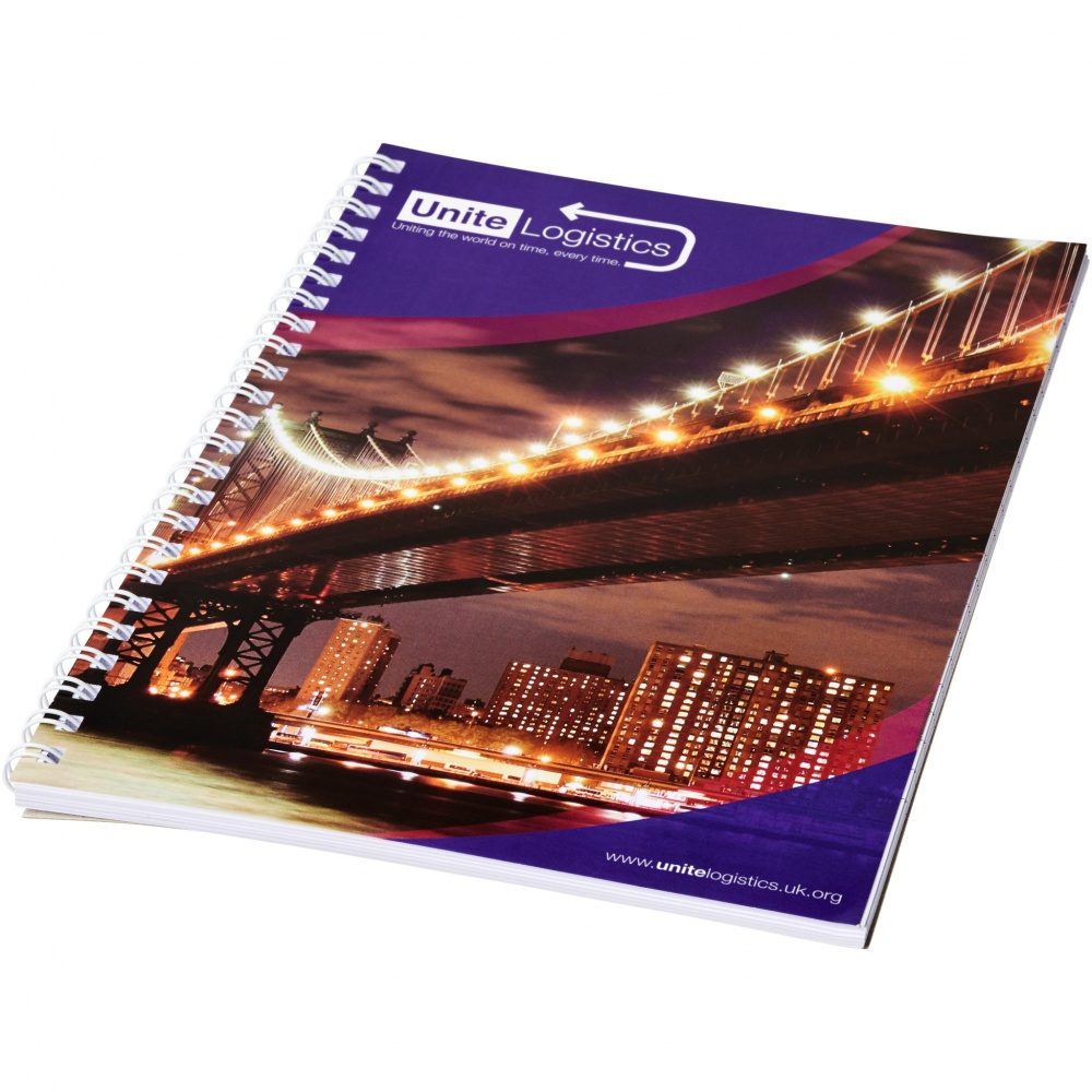 Logo trade promotional giveaways image of: Desk-Mate® A5 spiral notebook with printed back cover
