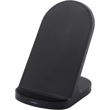 Logo trade corporate gift photo of: Loop 15W dual coil RCS recycled plastic wireless charging stand