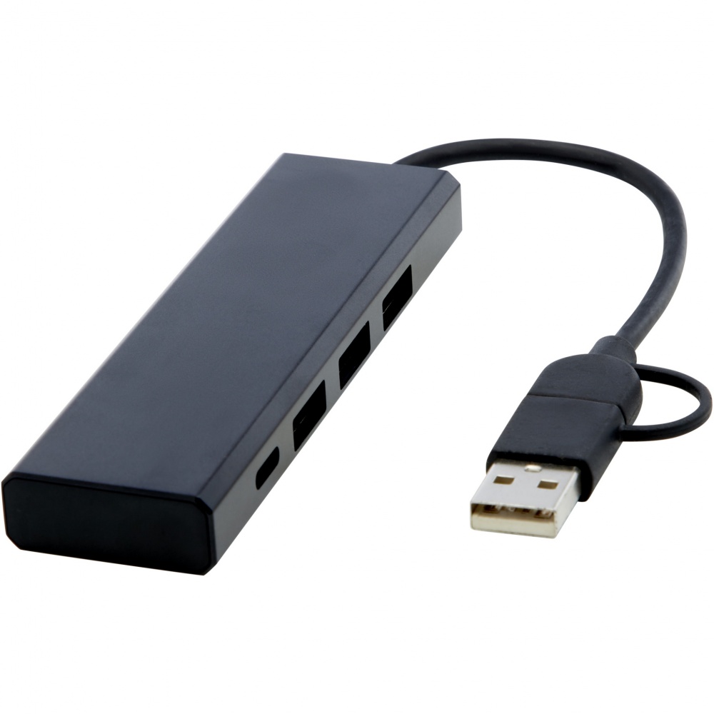 Logo trade promotional merchandise picture of: Rise RCS recycled aluminium USB 2.0 hub