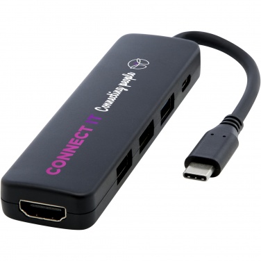 Logo trade advertising product photo of: Loop RCS recycled plastic multimedia adapter USB 2.0-3.0 with HDMI port