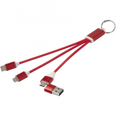 Logotrade corporate gift picture of: Metal 4-in-1 recycled aluminium charging cable with keychain