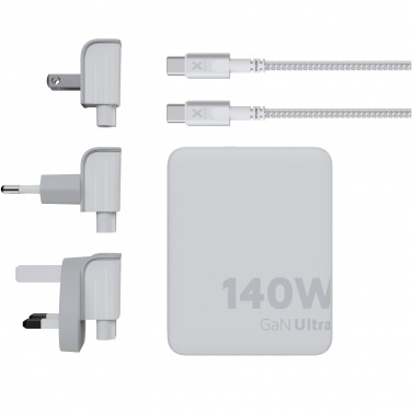 Logo trade business gifts image of: Xtorm XVC2140 GaN Ultra 140W travel charger with 240W USB-C PD cable
