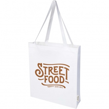Logo trade promotional gifts image of: Madras 140 g/m² GRS recycled cotton gusset tote bag