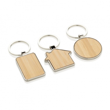 Logotrade advertising products photo of: RCS recycled zinc alloy house keychain with bamboo