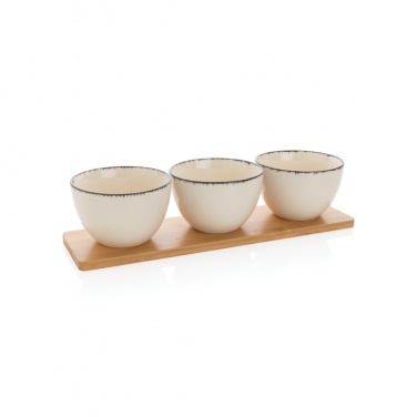 Logo trade promotional merchandise picture of: Ukiyo 3pc serving bowl set with bamboo tray
