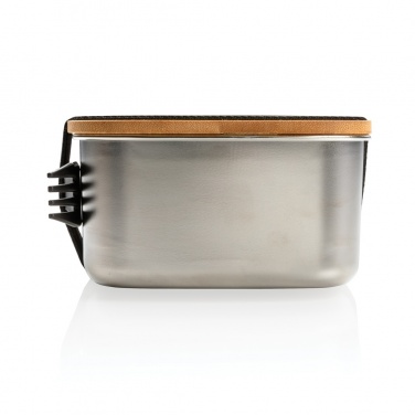 Logotrade promotional product image of: Stainless steel lunchbox with bamboo lid and spork