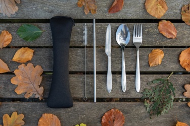 Logo trade promotional giveaways picture of: 4 PCS stainless steel re-usable cutlery set