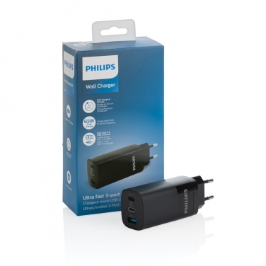 Logotrade promotional gifts photo of: Philips 65W ultra fast PD 3-port USB wall charger