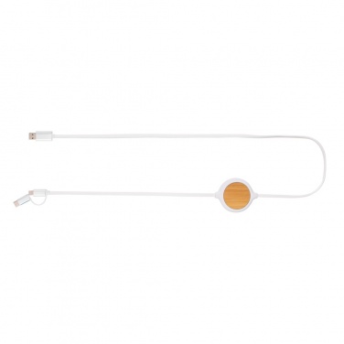 Logo trade promotional merchandise picture of: 3-in-1 cable with 5W bamboo wireless charger