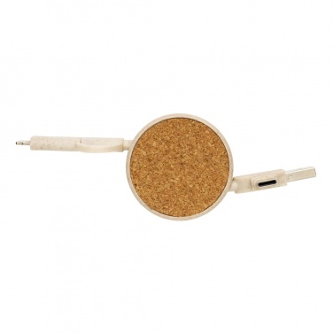 Logotrade promotional merchandise picture of: Cork and Wheat 6-in-1 retractable cable