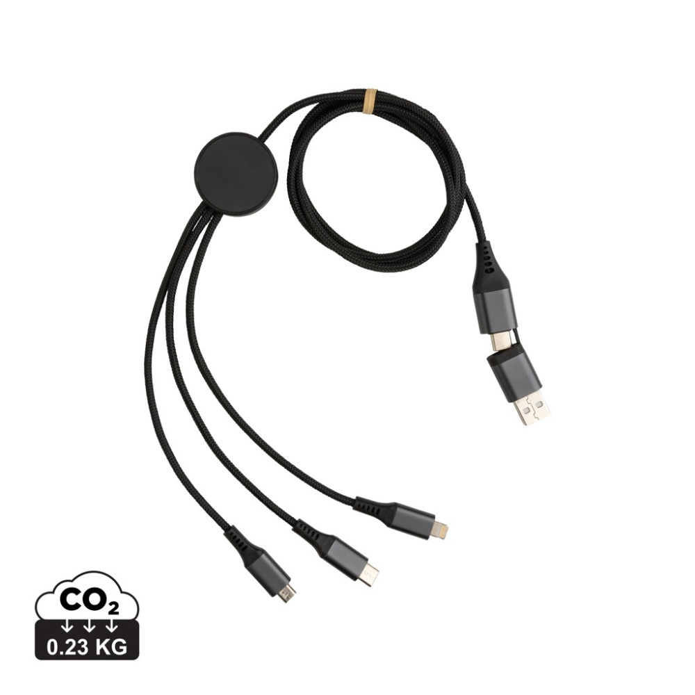 Logo trade business gifts image of: Terra RCS recycled aluminium 120cm 6-in-1 cable