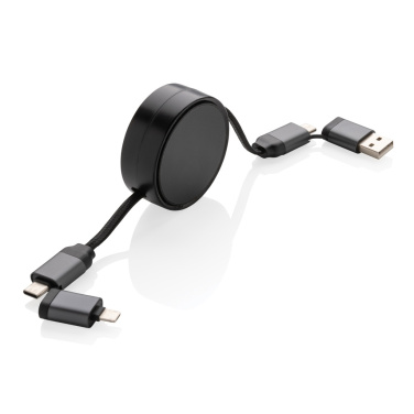 Logo trade promotional gifts image of: Terra RCS recycled aluminium retractable 6 in 1 cable