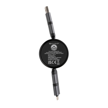 Logo trade promotional giveaways image of: Terra RCS recycled aluminium retractable 6 in 1 cable