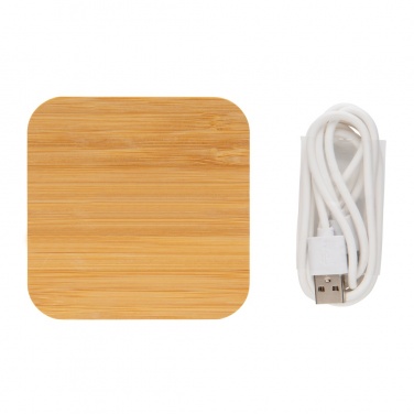 Logo trade promotional gifts picture of: Bamboo 5W wireless charger with USB