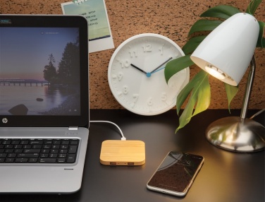 Logotrade promotional giveaway picture of: Bamboo 5W wireless charger with USB