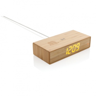 Logotrade promotional gifts photo of: Bamboo alarm clock with 5W wireless charger