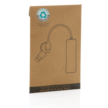 Logotrade promotional gift picture of: RCS recycled plastic USB hub with dual input