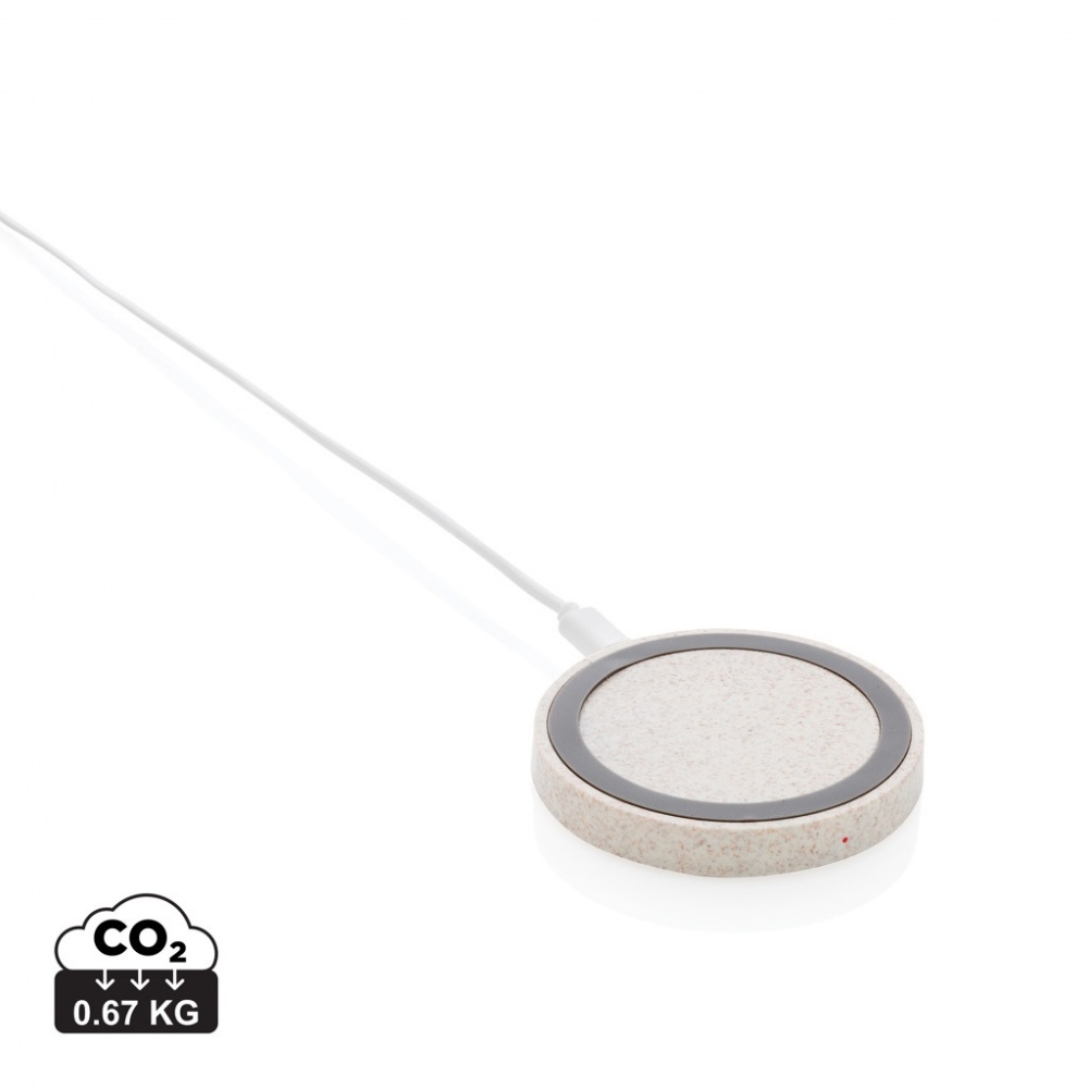 Logotrade promotional product image of: Wheat Straw 5W round wireless charging pad