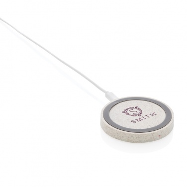 Logo trade business gifts image of: Wheat Straw 5W round wireless charging pad